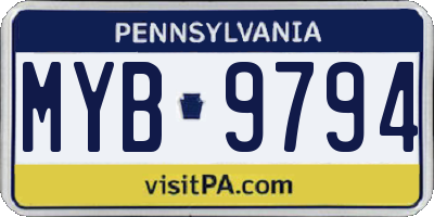 PA license plate MYB9794