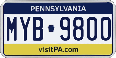 PA license plate MYB9800