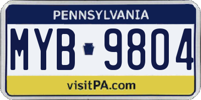 PA license plate MYB9804