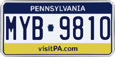 PA license plate MYB9810