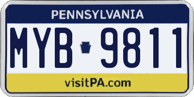 PA license plate MYB9811