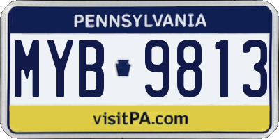 PA license plate MYB9813