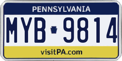 PA license plate MYB9814