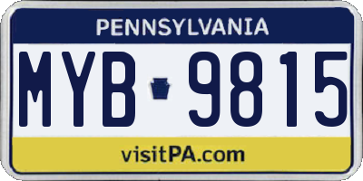 PA license plate MYB9815