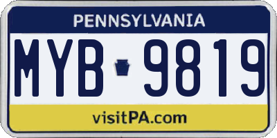 PA license plate MYB9819
