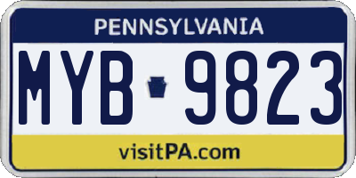 PA license plate MYB9823