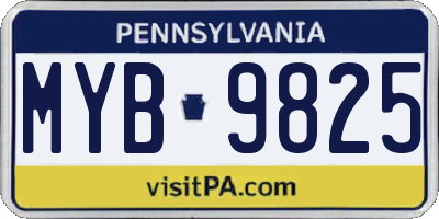 PA license plate MYB9825