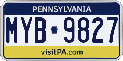 PA license plate MYB9827