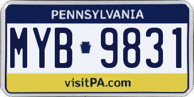 PA license plate MYB9831