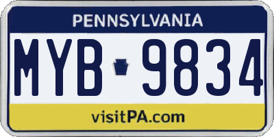 PA license plate MYB9834