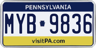 PA license plate MYB9836