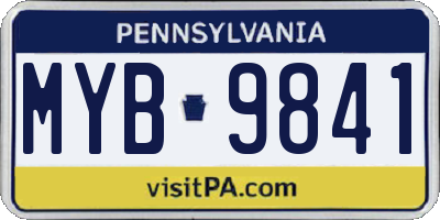 PA license plate MYB9841