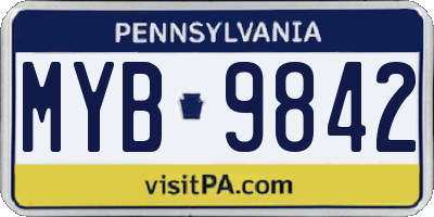 PA license plate MYB9842