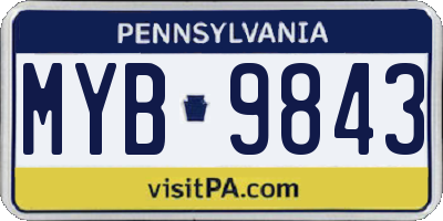 PA license plate MYB9843