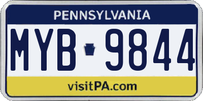 PA license plate MYB9844