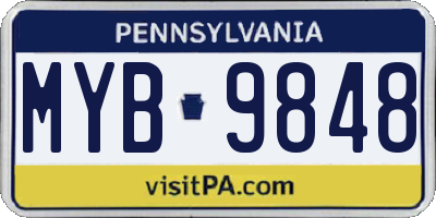 PA license plate MYB9848