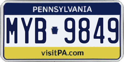 PA license plate MYB9849