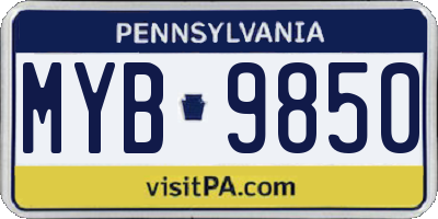 PA license plate MYB9850