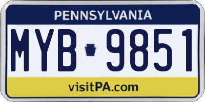 PA license plate MYB9851