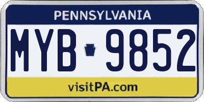 PA license plate MYB9852