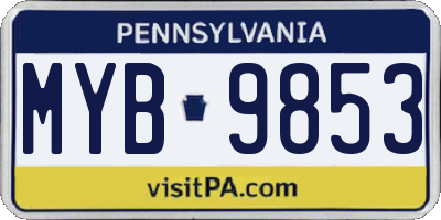 PA license plate MYB9853