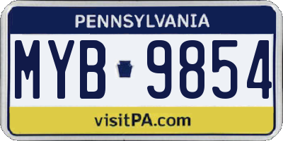 PA license plate MYB9854