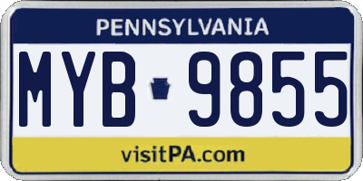PA license plate MYB9855