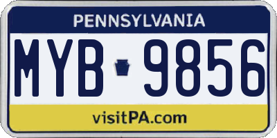 PA license plate MYB9856
