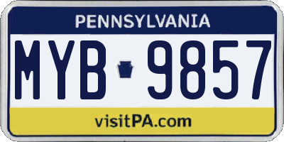PA license plate MYB9857