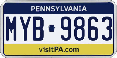 PA license plate MYB9863