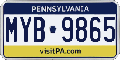 PA license plate MYB9865