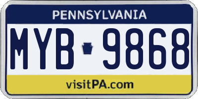 PA license plate MYB9868