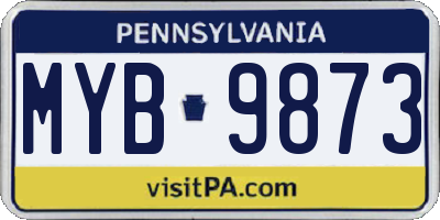 PA license plate MYB9873