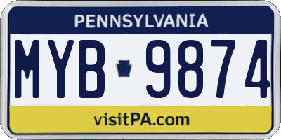 PA license plate MYB9874