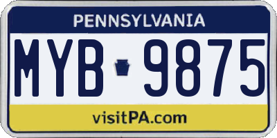 PA license plate MYB9875
