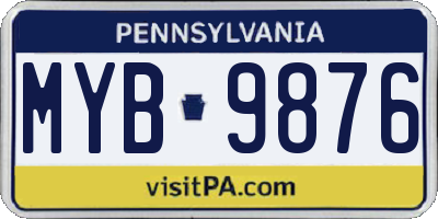 PA license plate MYB9876