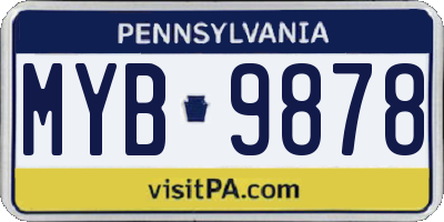 PA license plate MYB9878