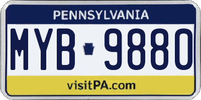 PA license plate MYB9880