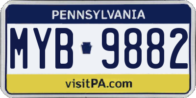 PA license plate MYB9882