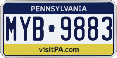 PA license plate MYB9883