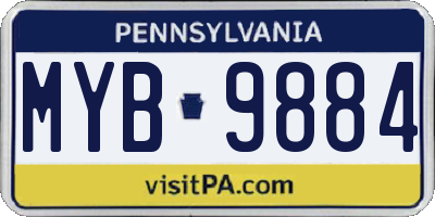 PA license plate MYB9884