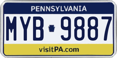 PA license plate MYB9887
