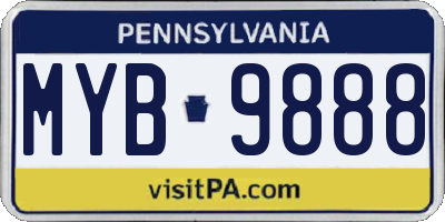 PA license plate MYB9888