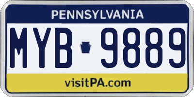PA license plate MYB9889
