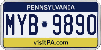 PA license plate MYB9890