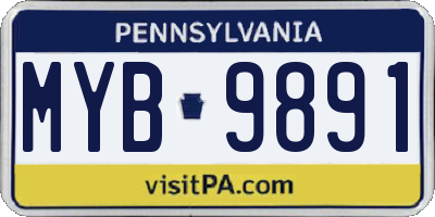 PA license plate MYB9891