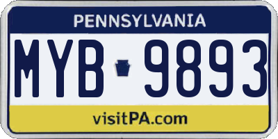 PA license plate MYB9893