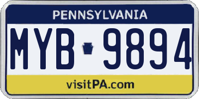 PA license plate MYB9894