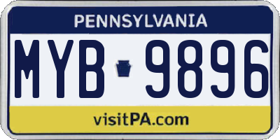 PA license plate MYB9896
