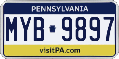 PA license plate MYB9897